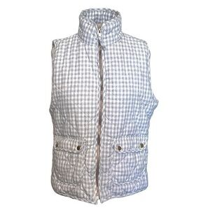 Blue Rain Sleeveless Vest Full Zip Turtleneck Gray and White Medium